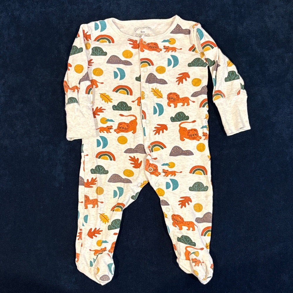 Colorful Animal Print Footie Pajamas